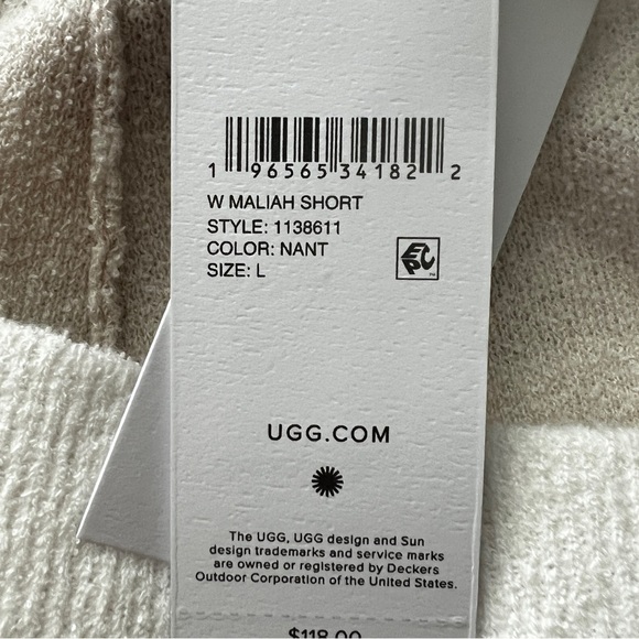 UGG Maliah Knit High Rise Shorts 1138611 Off-White Light Tan L NWT - Picture 5 of 8